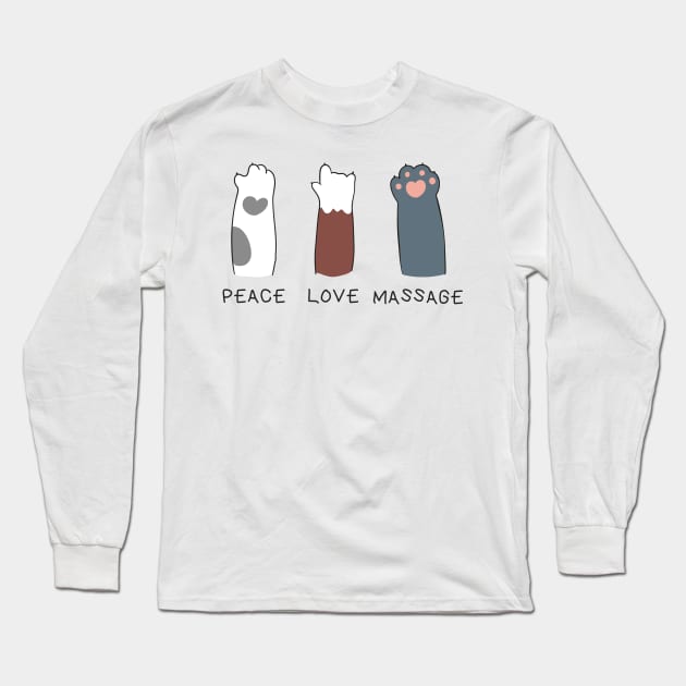 Massage Therapist, Peace Love Massage Funny Cats Long Sleeve T-Shirt by Mas To